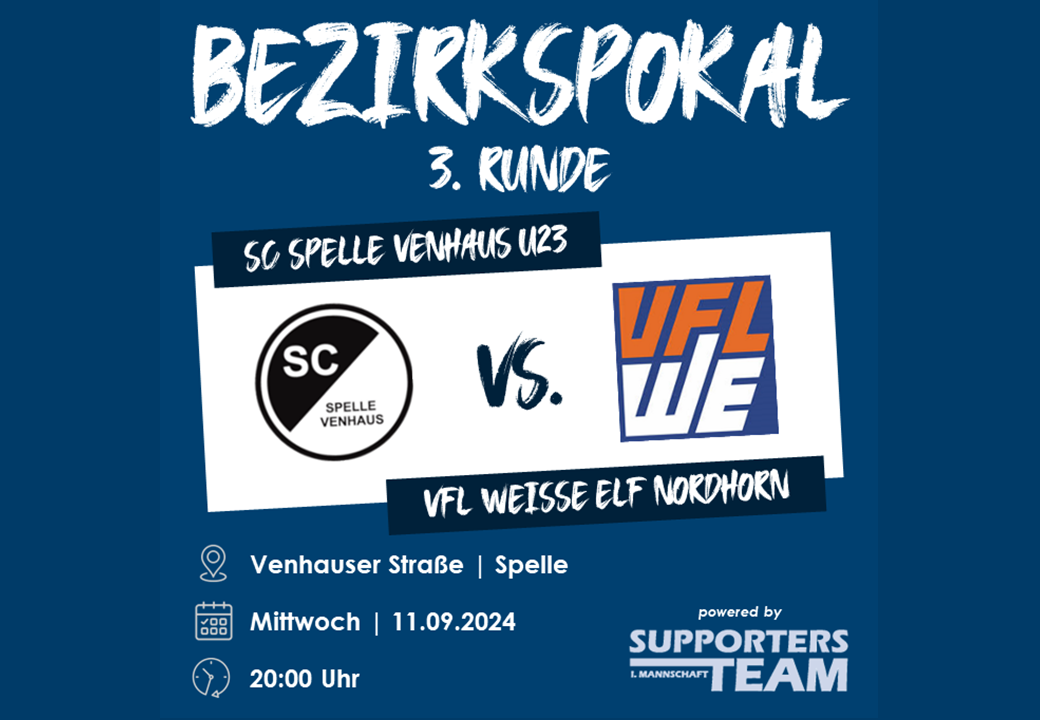 Erste spielt am Mittwoch (11.9.) im Bezirkspokal in Spelle