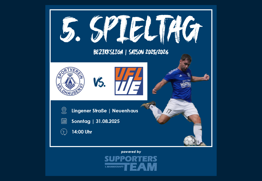 Erste: Auswärtsspiel am Sonntag um 14 Uhr in Veldhausen