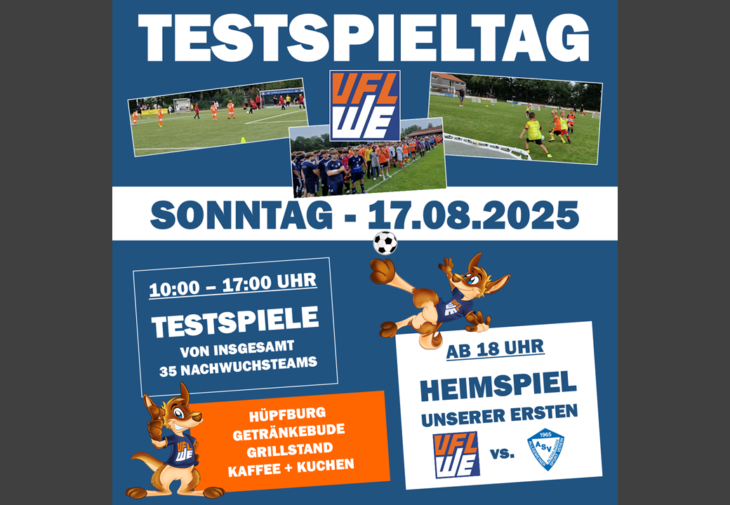 Testspieltag unseres Fußballnachwuchs am 17.8. ab 10 Uhr