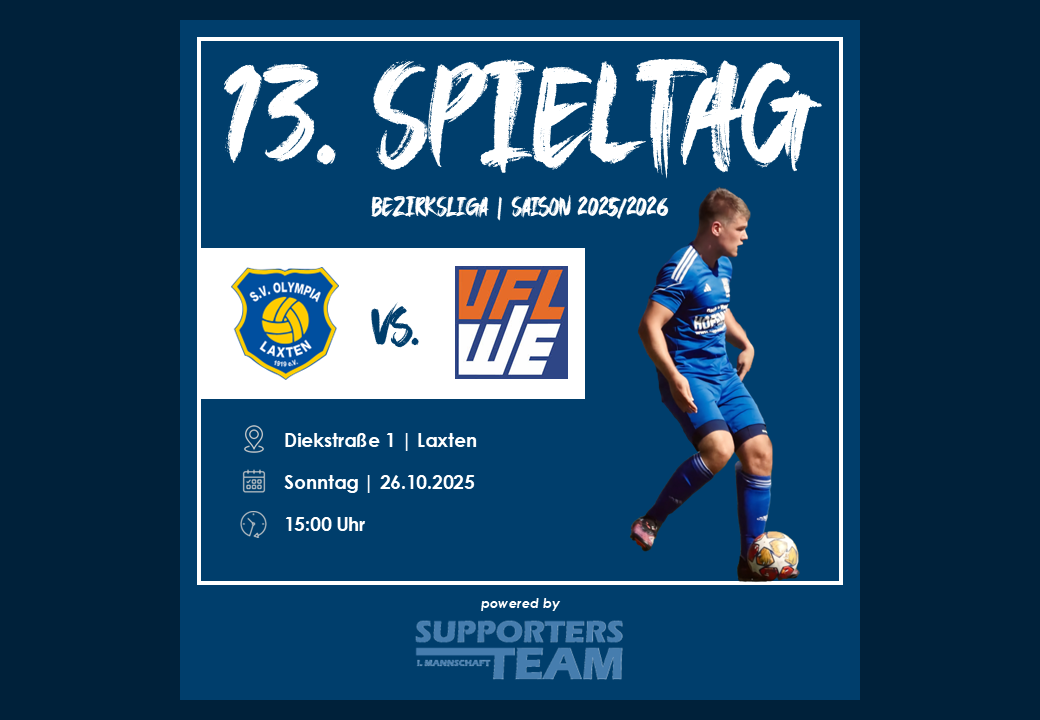 Erste spielt am Sonntag um 15 Uhr in Laxten