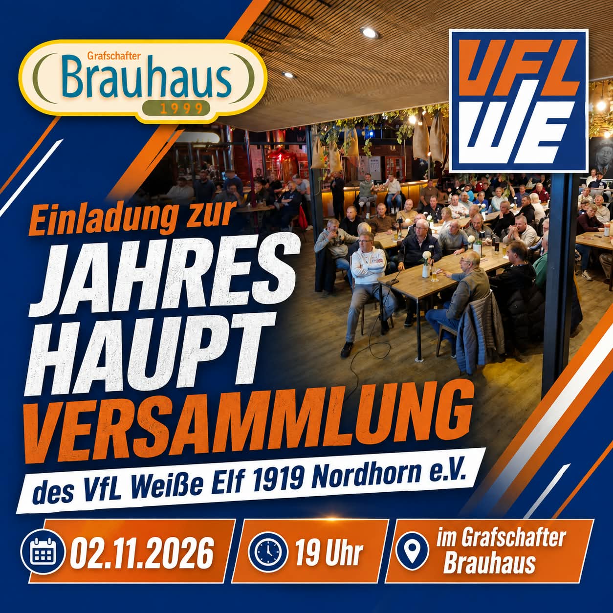 Einladung zur Jahreshauptversammlung 2026 des VfL Weiße Elf Nordhorn Einladung zur Jahreshauptversammlung 2026 des VfL Weiße Elf Nordhorn