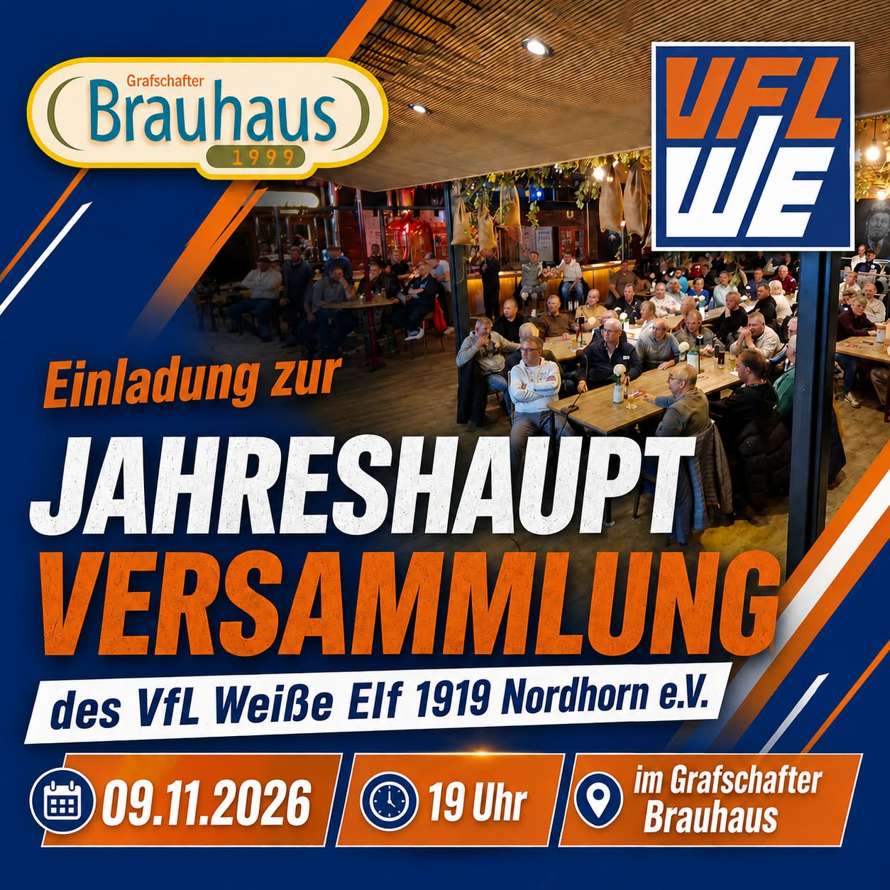 Einladung zur Jahreshauptversammlung 2026 des VfL Weiße Elf Nordhorn Einladung zur Jahreshauptversammlung 2026 des VfL Weiße Elf Nordhorn